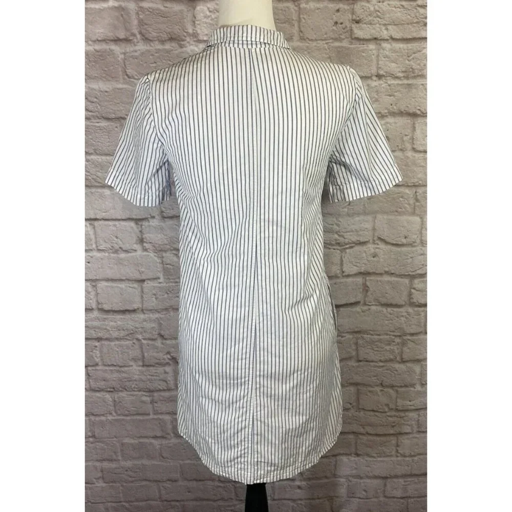 Madewell Striped Tunic Shirt Dress‎ Womens XXS White Blue Cotton Lined 9072